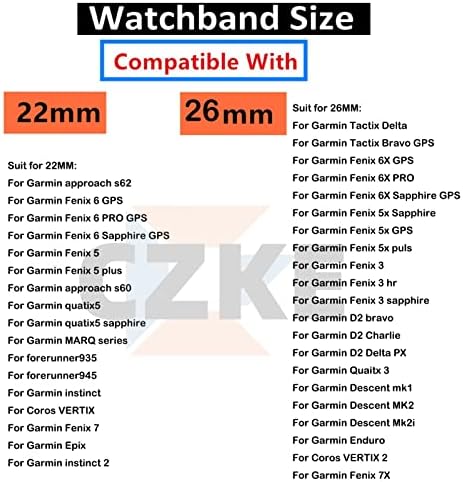 Czke para Garmin Quickfit Watch Band 22mm 26mm Bands de relógio trançado de nylon com fivela elástica