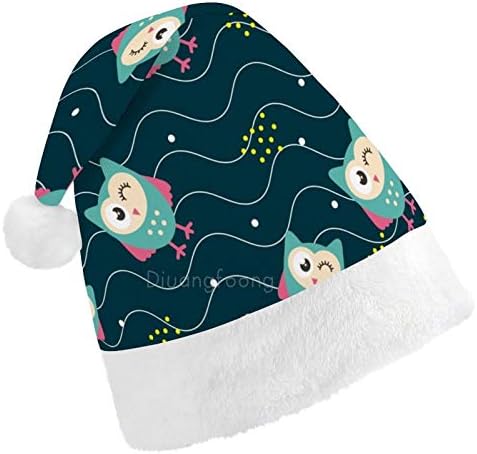 Chapéu de Papai Noel de Natal, Pintura de coruja fofa chapéu de férias de Natal para adultos,
