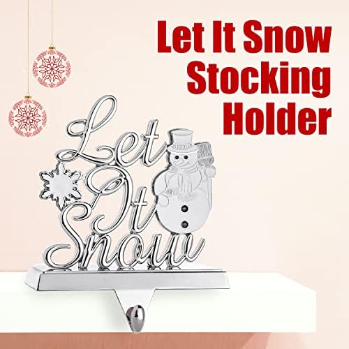 KLIKEL STOCKER STOCKER - Let It Snow Christmas Stocking Hanger para Mantel - Metal Christmas Stocker Titular