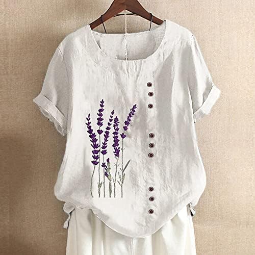 Camisa de blusa de brunch de no outono de verão para mulheres de manga curta roupas de linho de linho de linho