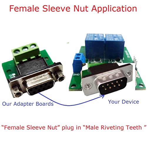 ELETECHSUP DB9 a 3PIN TERMINAL RS232 Adaptador Female Sleeve Nut para Arudino Uno Mega Plc