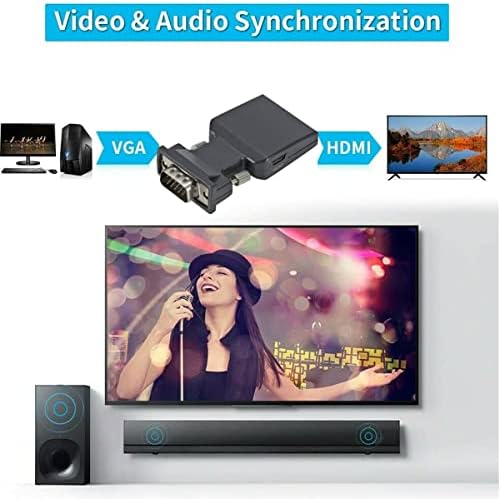 Adaptador Moudoauer VGA para HDMI com VGA masculino de áudio para feminino HDMI Laptop para TV 720p/1080i/1080p