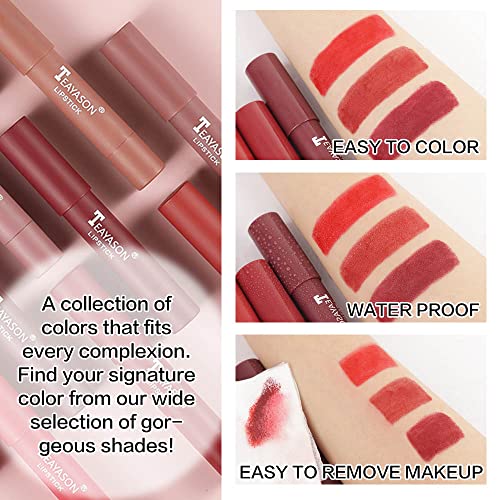 Bingbrush 3 Cores Smooth Matte Lipstick Pack Conjunto, Hidréia Longwear Color Stick Ultimate Lip Lackon for Makeup