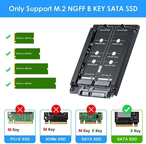 BEYIMEI M.2 NGFF TO SATA3.0 Adaptador Card, cartão de interface Dual M.2 B-key SSD para 6G Adaptador de interface,
