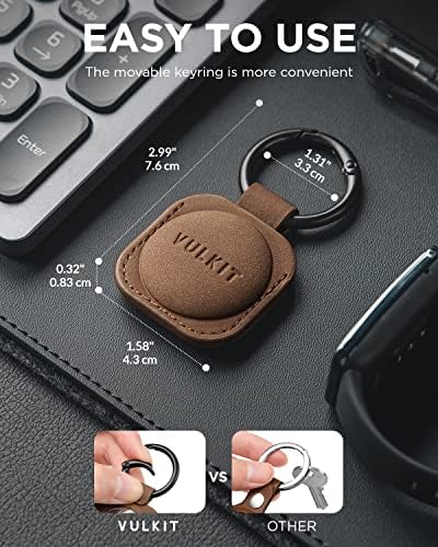 Vulkit Keychain Compatível para Apple Airtag Leather Airtag Protective Case com acessórios para suporte de chaveiro