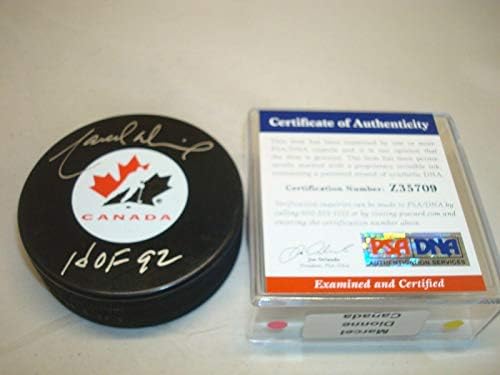 Marcel Dionne assinou a equipe Canadá Hóquei Puck Autografou PSA/DNA CoA 1A - Pucks de NHL autografados