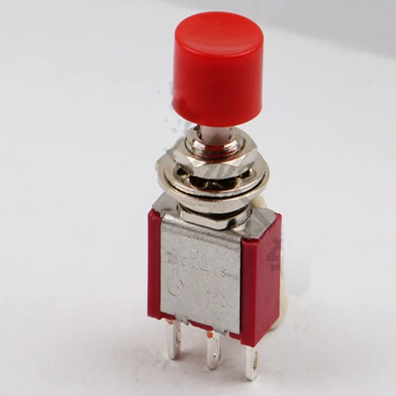 1PCS Little Red Round Rounding Round Toggle Switch PS102 JOG RESET Button Conector 3 pés DS-612-T004