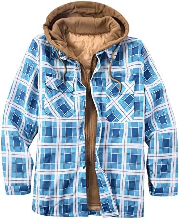 Casa de camisa acolchoada quente masculina Overshirt de xadrez espesso de tamanho macio de casacos