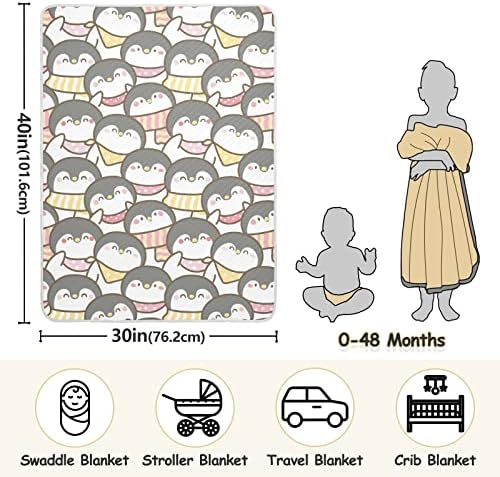 Cobertor de arremesso de lenço de pinguim fofo para bebês, recebendo cobertor, cobertor leve e macio para berço,