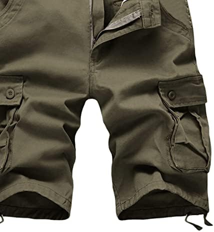 Shorts de carga para homens plus size de cor sólida de cor sólida bolsões relaxadas de verão de verão calças