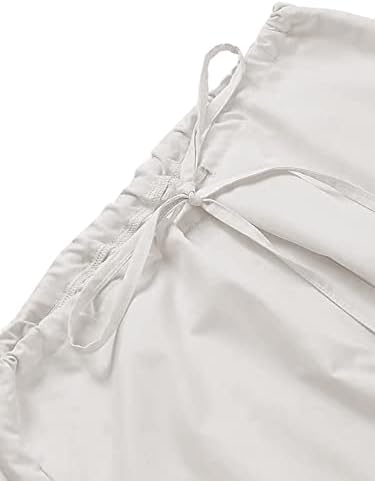 Calças de carga folgada feminina Canda elástica de cordão de tração Ruched Calça de pára -quedas