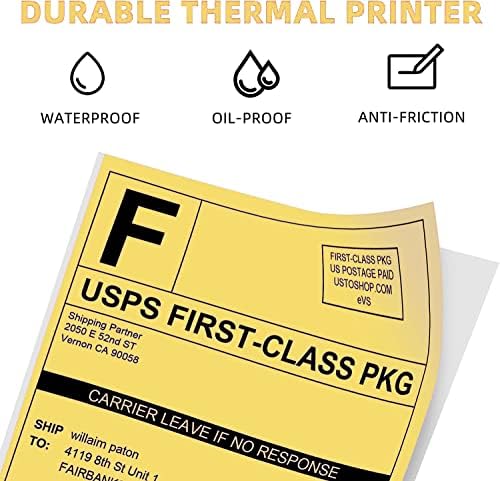 Impressora de etiqueta preta de phomemo com etiquetas de remessa térmica amarela - 4 x 6, 500 folhas