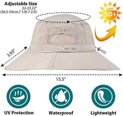 Larga abazinha de pesca sol chapéu de sol upf50+ touca de balde de safari respirável para camping para acampar