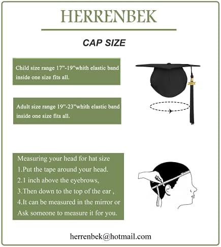 Cap de graduação para adultos fosco de Herrenbek com tampa de graduação ajustável de borla dupla de dupla cor