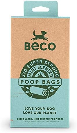 Beco Dog Poop Sacos, 270 sacos de resíduos fortes e descartáveis ​​para cães, rolos de recarga à prova de
