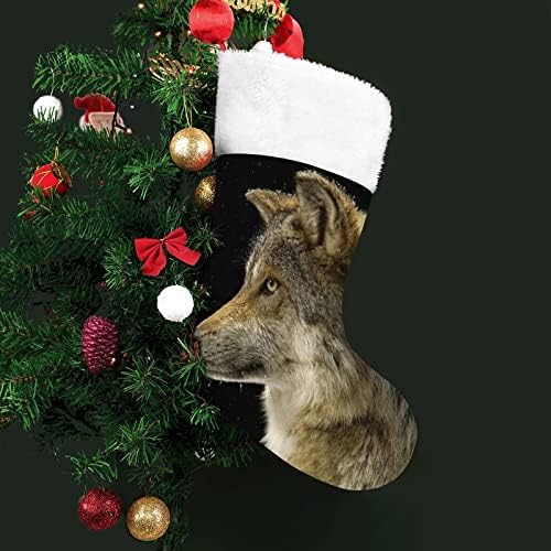 Wolf Head Red Christmas Holiday meias decorações de casas para lareira de árvore de Natal Meias penduradas