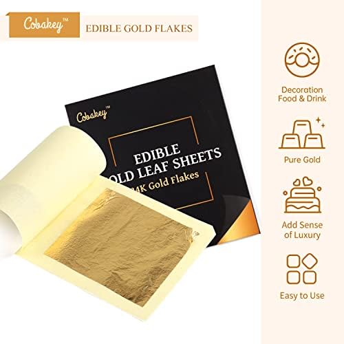 Cobakey comestível folhas de folhas de ouro para comidas, bebidas e bolo, spa, cuidados com a pele, artesanato,