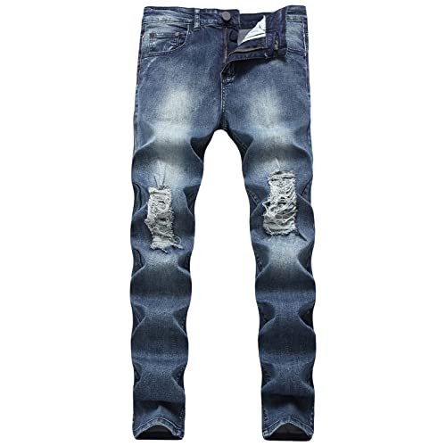Jeans de jeans de jeans rasgados de masculino, calças de jeans de jeans de jeans de hip hop calças de jeaks
