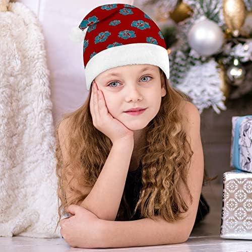 Glitter Hibiscus Christmas Papai Noel Hat para Red Xmas Cap Favors Favorias de Ano Novo