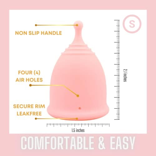 Kit de partida menstrual rosa adorável - xícara menstrual reutilizável mais confortável com o melhor bolsa