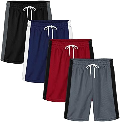 Resinta 4 pack meninos malha shorts atléticos respiráveis ​​shorts ativos rápidos secos com troca