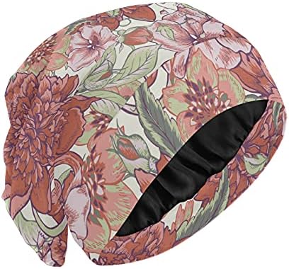 Skull Cap boné de gorro de capuz de gorro para mulheres para mulheres Flores florais Capas de dormir vermelhas do