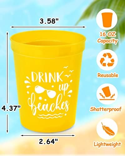 Tuitessine 12-Pack Beach Bachelorette Party Plástico Copo de Plástico Reutilizável Viagem de Triápica