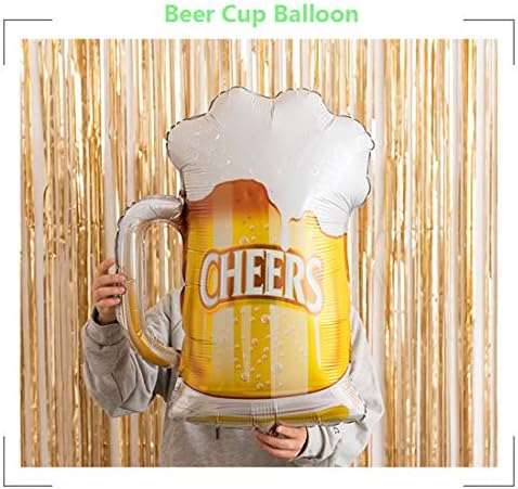 Conjunto de balões de copo de cerveja de 4, Whisky Helium Mylar Balloons Decor Fit para festa de