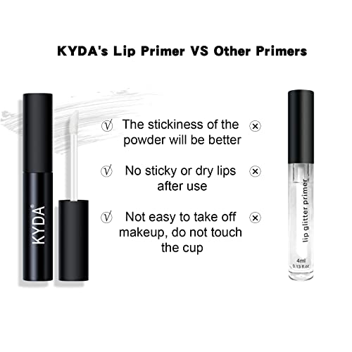 Kyda 3 Cores Glitter Lip Kit, Diamond Metllic High Pigmented Pó para Lips Cosmetics, maquiagem de lábios glitter,