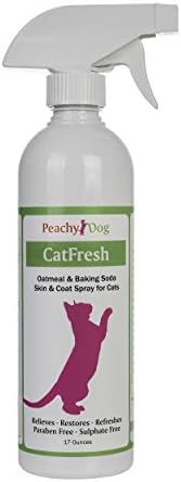 Catfresh Oatmeal Skin & Coat Spray Clenses & Detangles, acalma as irritações que causam lambidas, mastigações