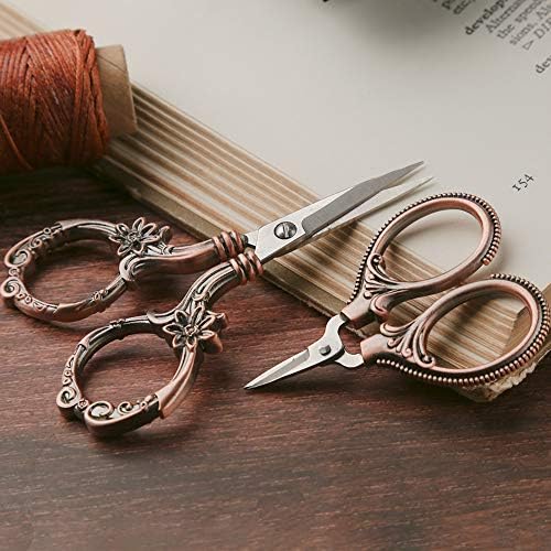 Tesoura de bordado de 2 pares, tesouras clássicas de tesouras de tesoura de aço inoxidável, tesoura de costura