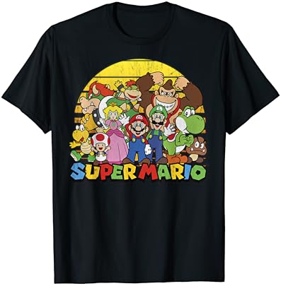 Nintendo Super Mario Group Retrato Vintage T-Shirt