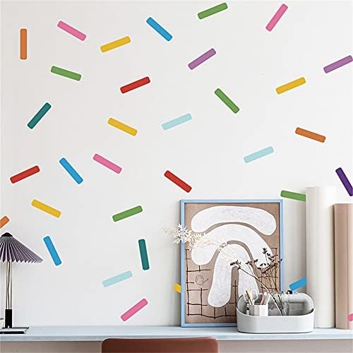 ROFARSO ​​147 Decalques de parede de confete colorido Mini casca e adesivos de parede de pau Decoração