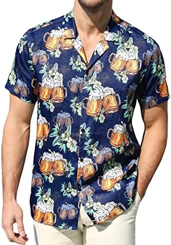 Camisas havaianas de TuroTrendy Hawaiian Button Button Down Down Down Summer Tropical Holiday Beach Party Circhas