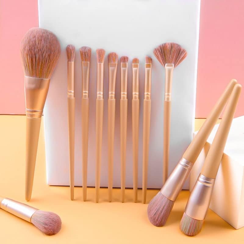 Brush de maquiagem de 12 nogueira Conjunto completo de ferramentas de beleza de escova de sombra de blush