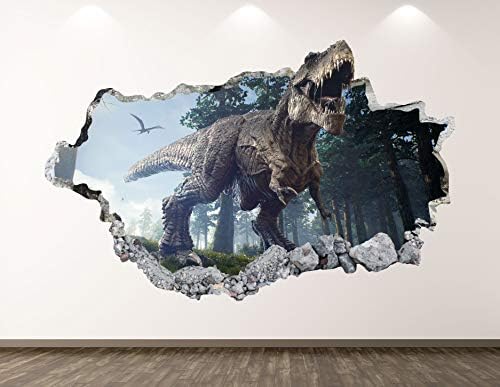 West Mountain Dinosaur Wall decalt decal de arte decoração 3d esmagado t-rex sticker pôster