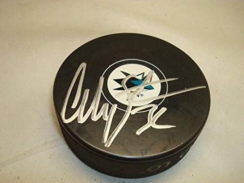 Alex Stalock contratou San Jose Sharks Hockey Puck autografado 1D - Pucks autografados da NHL
