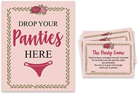 Inkdotpot Girls Night Out Bachelorette Party Drop Your Panties Game Floral Bridal Shower Game 1 Sign+ 30 Cartas