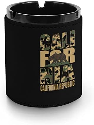 Camuflagem California Répúbica Cinzel de couro para cigarros redondo bandejas de cinzas para escritório