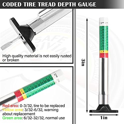 Kit de medidores de profundidade de pneos de pneus de pneus arqueiros, medidor de profundidade de piso de pneu