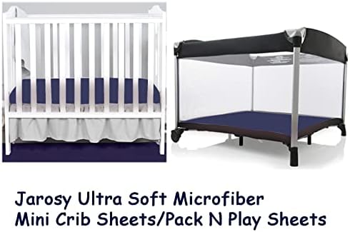 Jarosy Ultra Soft Mini Crib Sheets 3 pacote, sedoso Playard pack n lençóis para meninos, 5 '' Deep Pocket