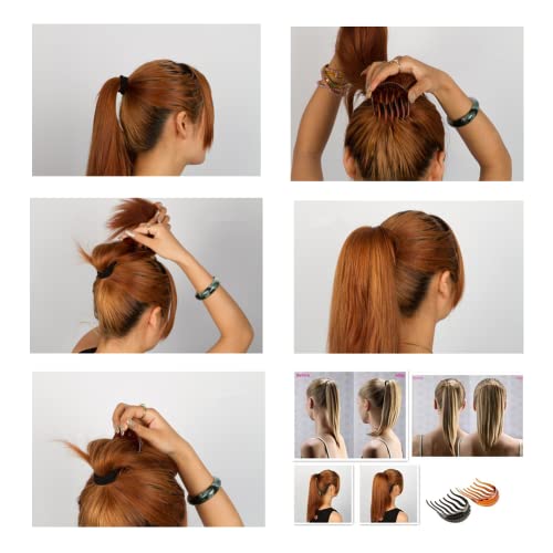 Lovef 4 PCs Volume útil insere clipe de cabelo Bump seu bouffante Ponytail Hair Comb Bun Maker