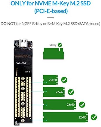 Orico nvme m.2 para tipo-C USB3.1 Gen2 10 Gbps Adaptador de acionamento de estado sólido externo transparente