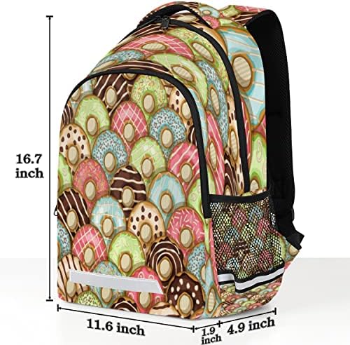 Donuts cfpolares doces coloridos （01） mochila estudantil com mochila da escola de compartimento