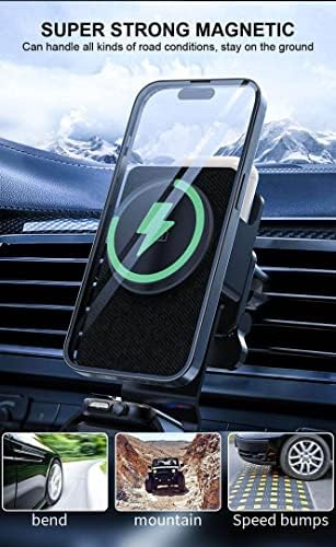 Suporte de telefone de carro 3 em 1 carregador de carro sem fio magnético para iPhone/AirPods/Watch, painel de