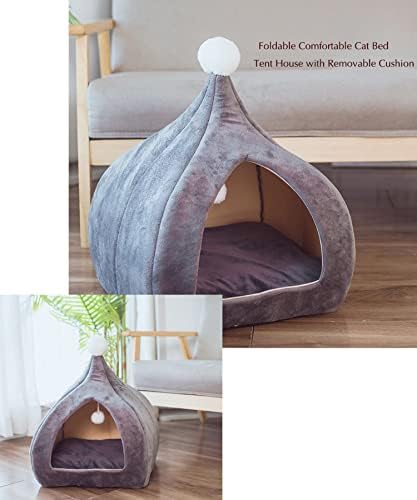 Aquecimento de gato de auto -aquecimento - Cama de caverna de gato elegante 2 em 1 - Cama de almofada