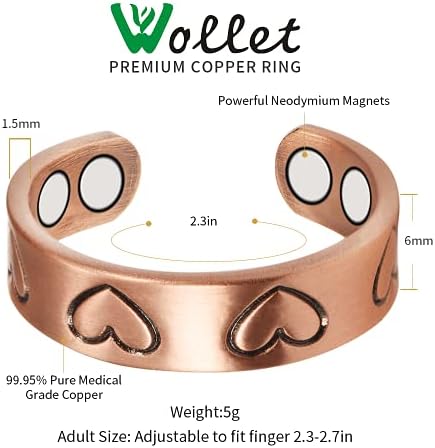 Energia da saúde Anéis de cobre puro para mulheres 99,9% de anéis de cobre puro ~ Anel de cobre saudável