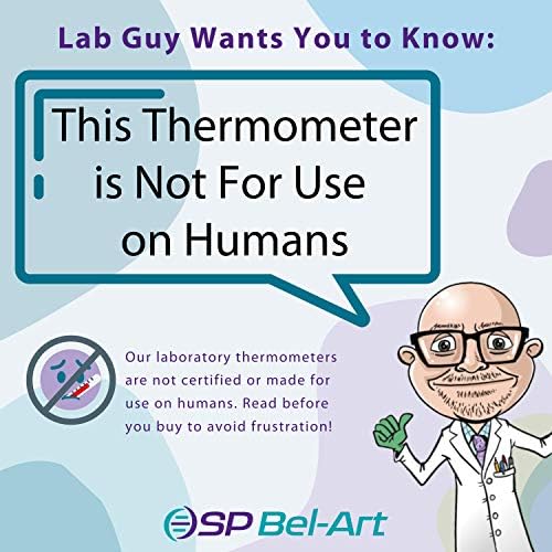 SP BEL-ART, H-B Termômetro de laboratório líquido em vidro de fáceis e fácil leitura; -35 a 50c, imersão
