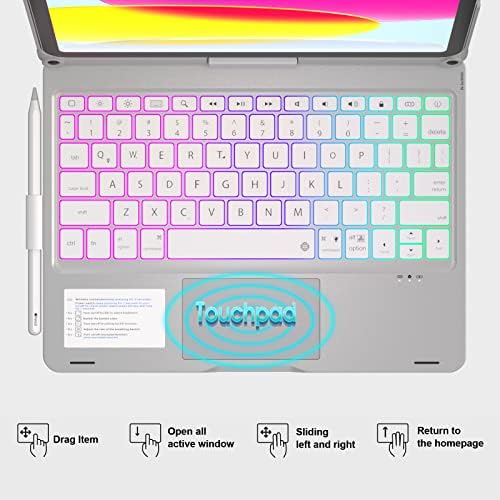 BABG iPad 10th Generation Case com teclado, touchpad múltiplo, 360 ° Girol