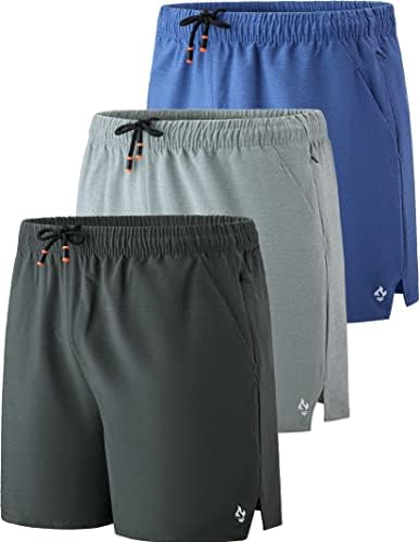 3 pacote de treino masculino shorts atléticos shorts de ginástica ativa para homens com bolsos com zíper